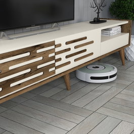Hanah Home Valensiya Conjunto de Muebles de Salón Nogal y Crema